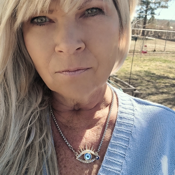 kikideeskreations Jewelry - Large evil eye connector custom made necklace, 18inch, kikideeskreations